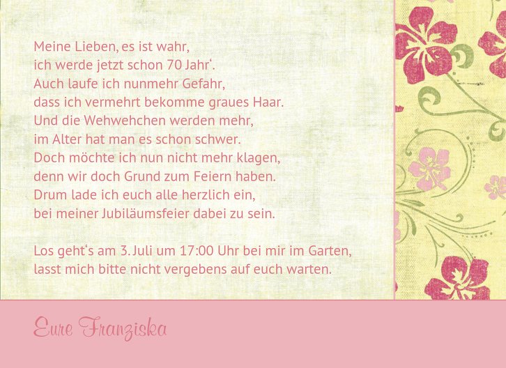 Ansicht 5 - Einladung zum Geburtstag Foto Hibiskus 70