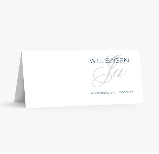 Hochzeit Tischkarte Sagja Blau 100x44mm