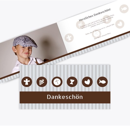 Firmung Danke stripes-buttons Grau 215x105mm