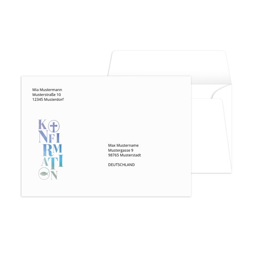 Konfirmation Umschlag Himmelreich Blauheller 161x114mm