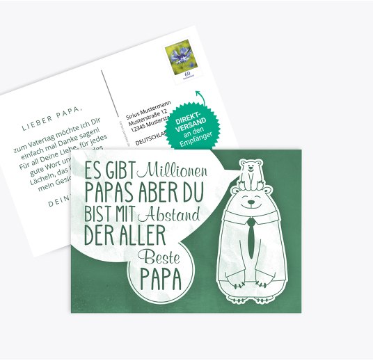 Vatertagskarte Papa Bär tuerkis 148x105mm