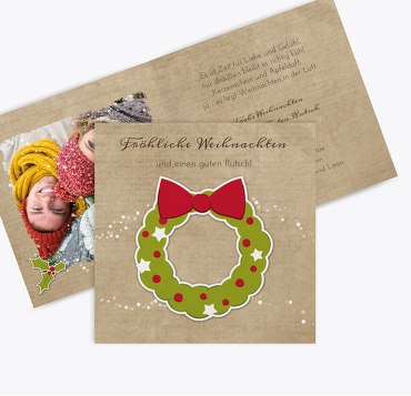 Foto Grußkarte Weihnachtskranz