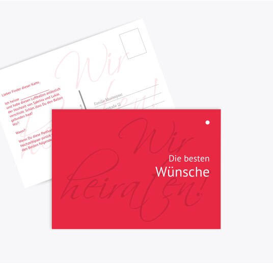 Hochzeit Ballonkarte Liebesbrief Rot 148x105mm