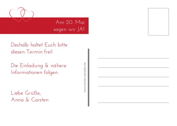 Ansicht 3 - Hochzeit Save-the-Date Herzensband