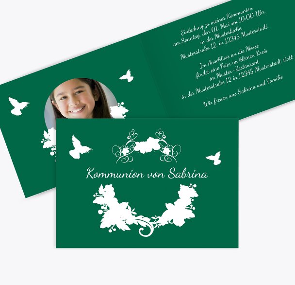Kommunionskarte Vogel