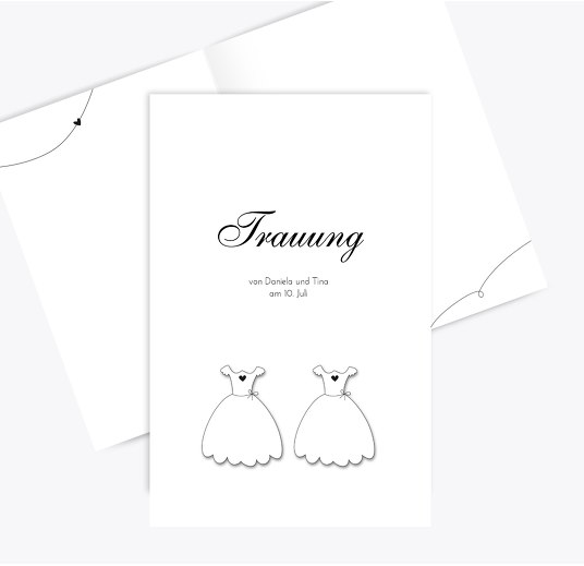 Hochzeit Kirchenheft Umschlag dresses Weiß 148x210mm