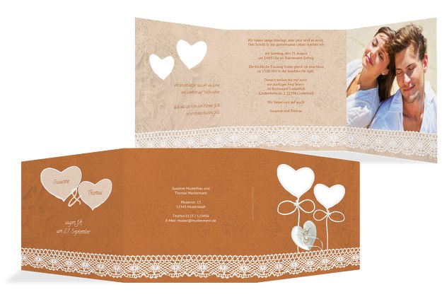 Einladungskarte für Hochzeit mh14.103 mit Umschlag Hochzeitseinladungskarte 