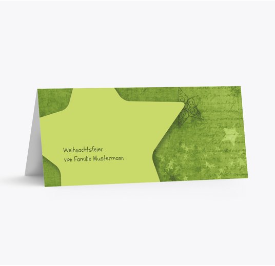 Tischkarte Sternengrund Grasgruen 100x44mm