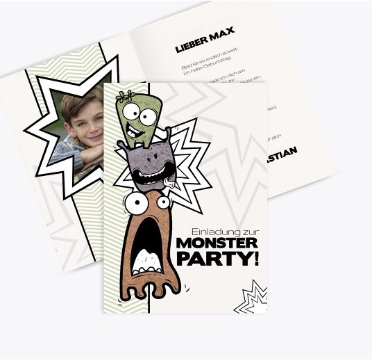 Einladung Monsterturm MattGrün 105x148mm