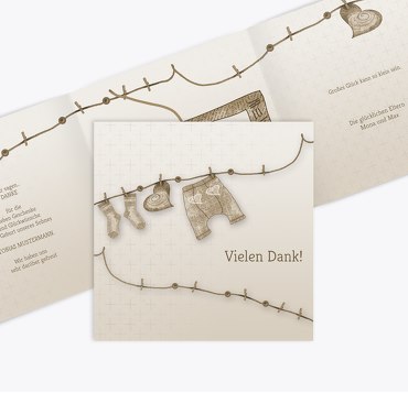 Baby Dankeskarte Wäscheleine