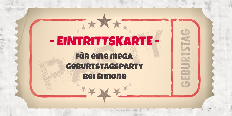 Ansicht 3 - Einladung zum Geburtstag Eintrittskarte