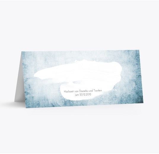 Hochzeit Tischkarte Du + Ich = Liebe DunkelgrauBlau 100x44mm