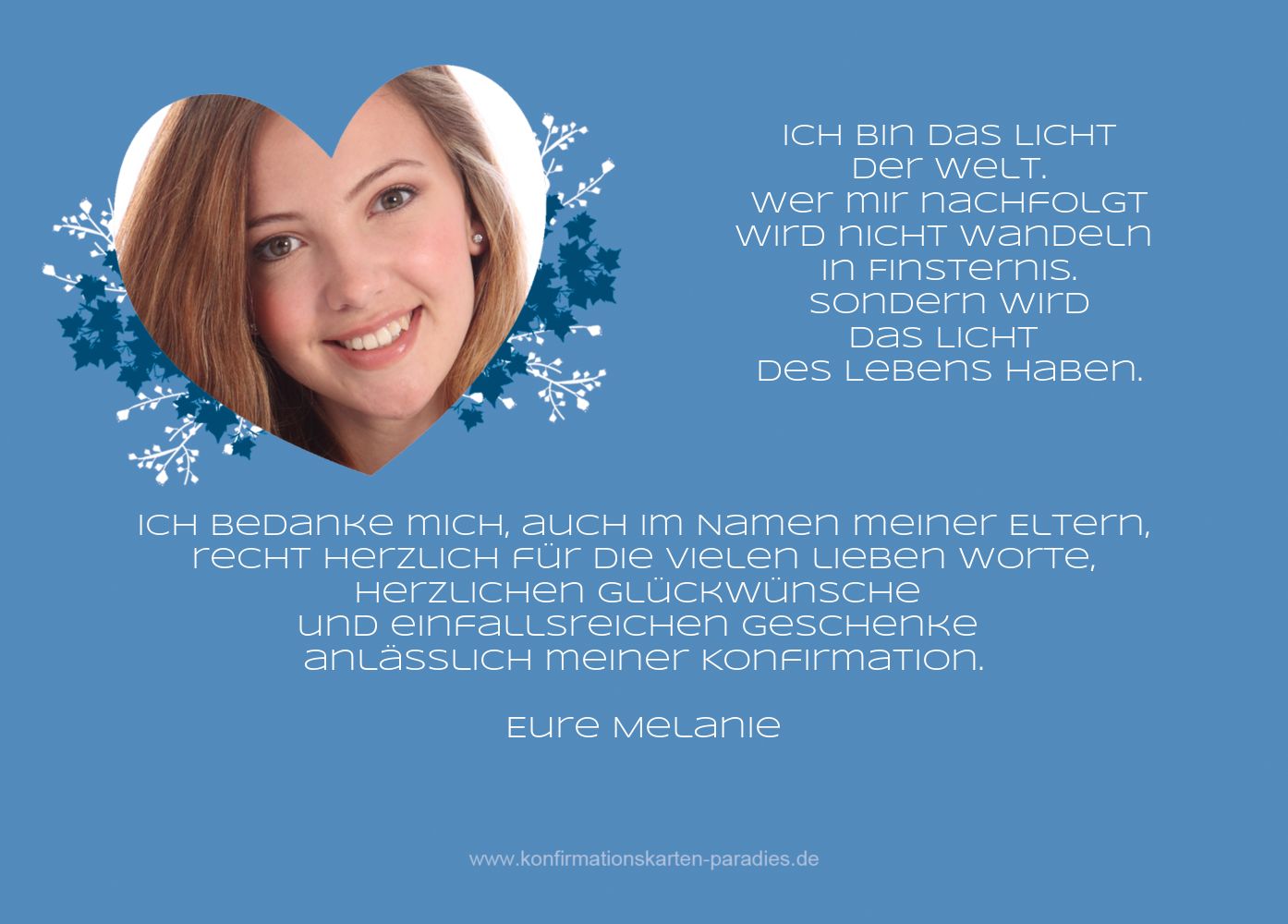 Konfirmation Dankeskarte Herz selbst gestalten!