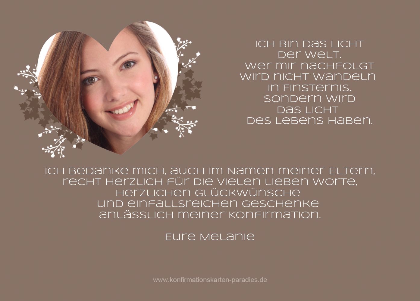 Konfirmation Dankeskarte Herz selbst gestalten!