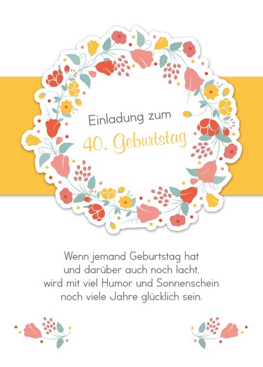 Ansicht 2 - Geburtstagseinladung Blumenkranz 40