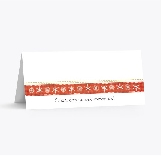 Tischkarte Kariert SoftGelbOrange 100x44mm