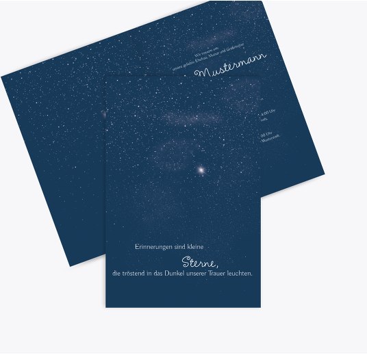 Trauerkarte starry sky DunkeltiefBlau 114x170mm