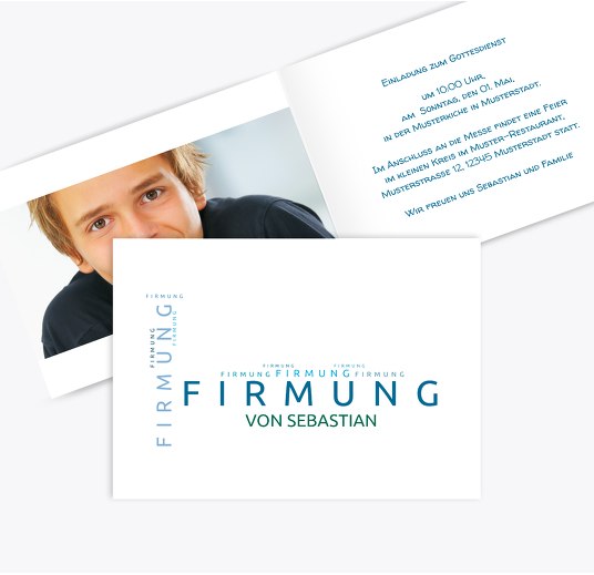 Firmkarte Script Blau 148x105mm