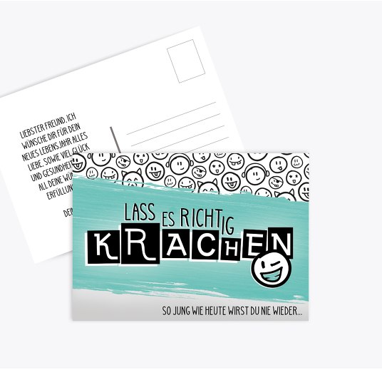 Glückwunschkarte zum Geburtstag Krachen Weiß 148x105mm