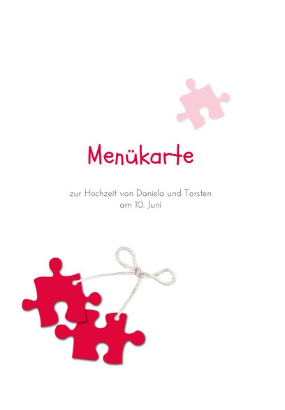 Ansicht 3 - Hochzeit Menükarte Puzzleteile