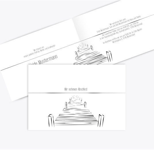 Trauerkarte boardwalk Weiß 170x114mm