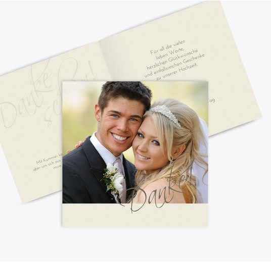 Hochzeit Dankeskarte Liebesbotschaft Beige 145x145mm