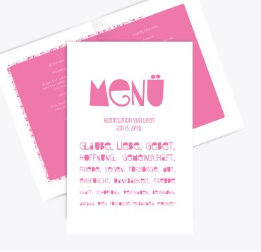 Menükarte Kommunion Spruchkreis
