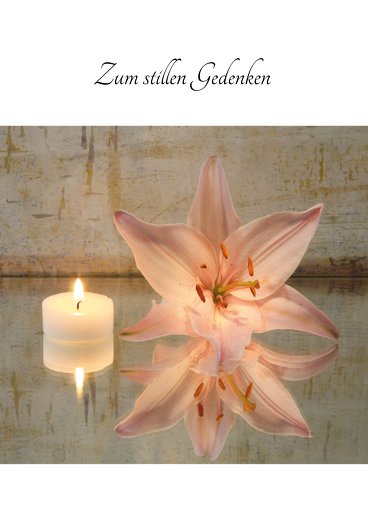 Ansicht 3 - Sterbebildkarte Kerze und Blume