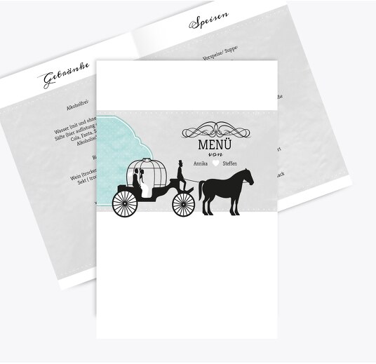 Menükarte Kutsche PastellHellTürkis 148x210mm