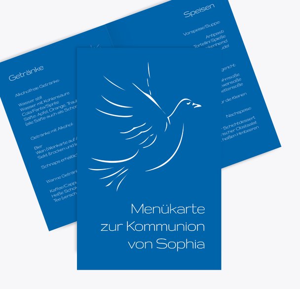 Menükarte Kommunion Pigeon