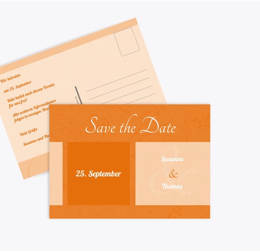 Save-the-Date Hochzeitsglück Orange 148x105mm