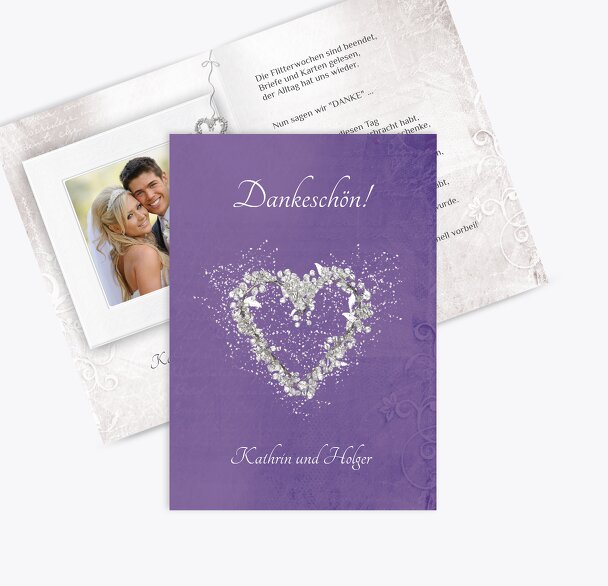 Hochzeit Dankeskarte glamour heart