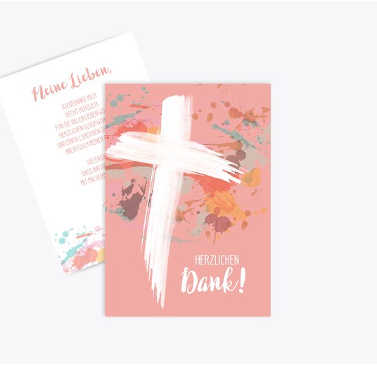 Firmung Dankeskarte einfach Bunt HellRot 105x148mm