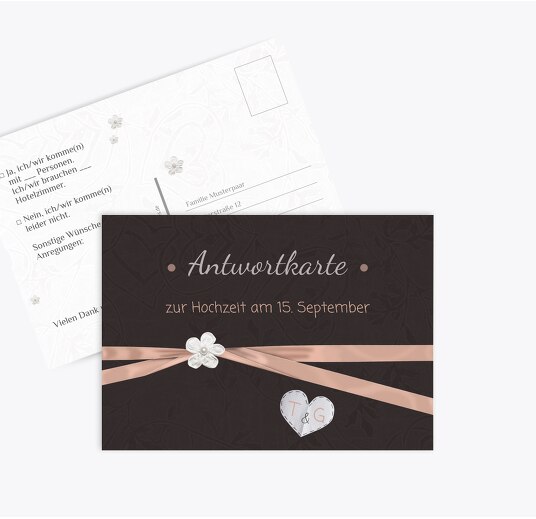 Hochzeit Antwortkarte sanfte Blüte PastellHellRot 148x105mm