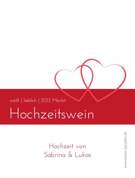 Ansicht 2 - Hochzeit Flaschenetikett Herzensband