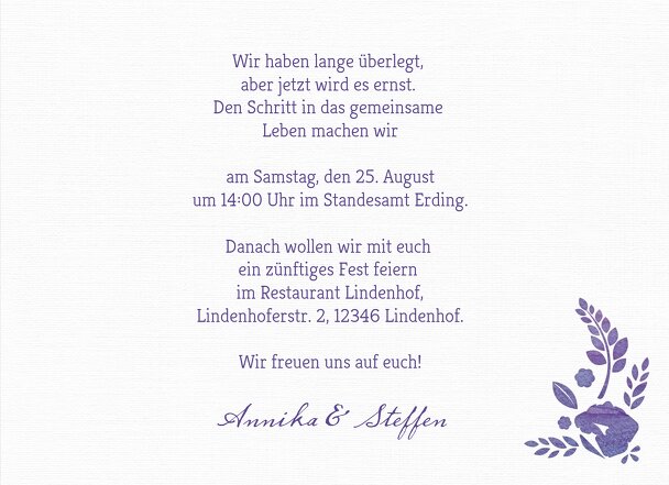 Ansicht 5 - Hochzeit Einladung Vogelpaar