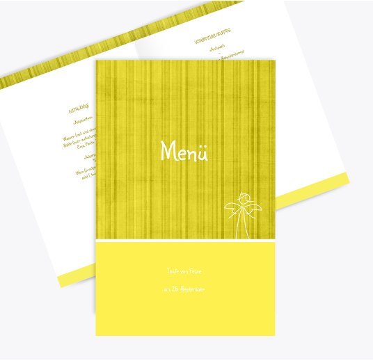Menükarte Streifentapete KräftigHellGelb 148x210mm