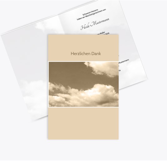 Dankeskarte Wolken Trauerbeige 114x170mm