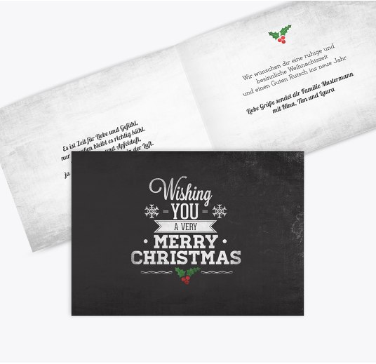Grußkarte Merry Christmas Schwarz 148x105mm