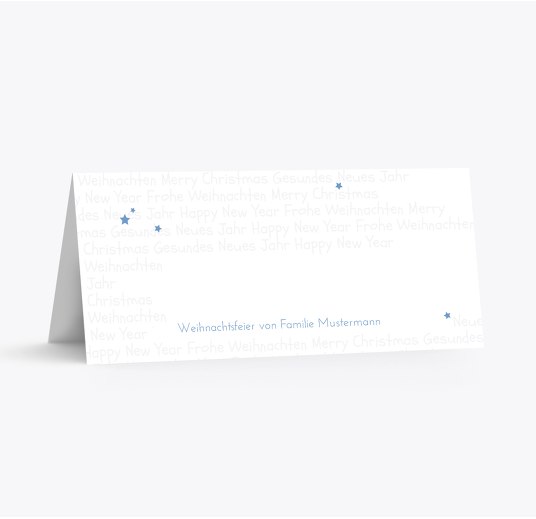 Tischkarte Schrift HellBlau 100x44mm