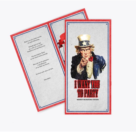 Einladungskarte i want you Rot 105x215mm