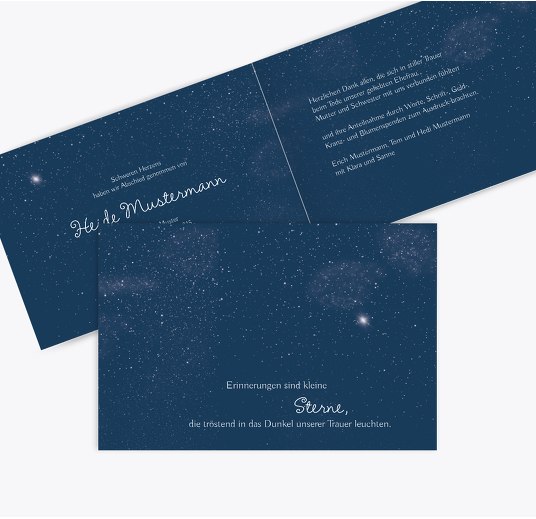 Dankeskarte starry sky DunkeltiefBlau 170x114mm