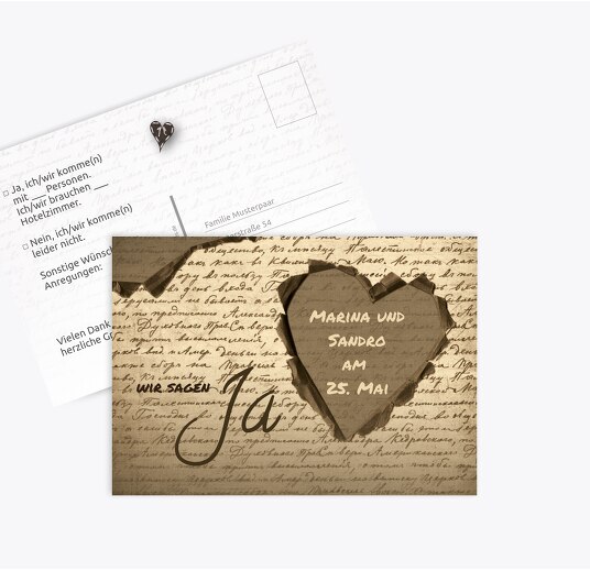 Hochzeit Antwortkarte Herzensgedicht braunmatsch 148x105mm