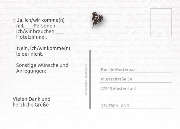 Ansicht 3 - Hochzeit Antwortkarte Herzensgedicht