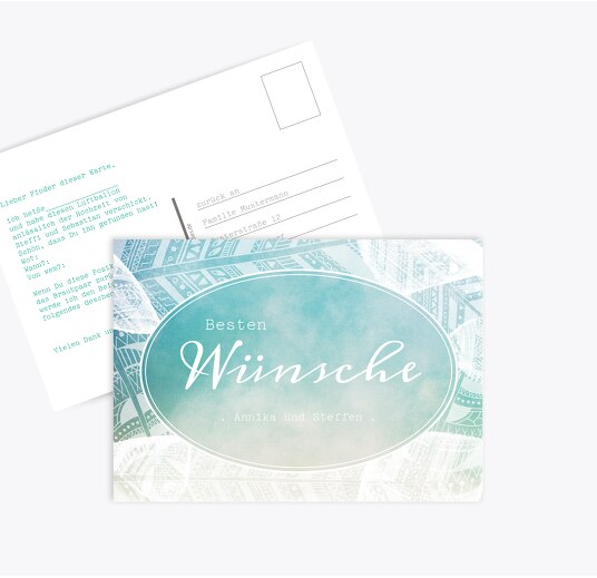 Ballonkarte Federleicht AquaTürkis 148x105mm