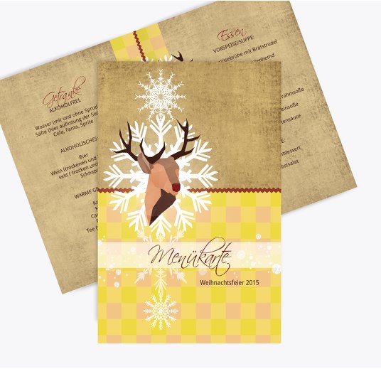Menükarte Hirschkopf KräftigHellGelb 148x210mm