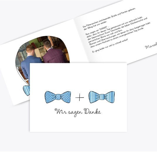 Hochzeit Dankeskarte Fliegen HellBlau 148x105mm