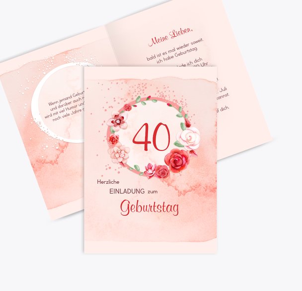 Geburtstagseinladung Aquarell Rosen 40