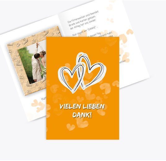 Hochzeit Dankeskarte Liebesglück Sonnengelb 105x148mm