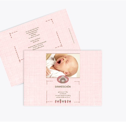 Baby Dankeskarte Paper HellRotMatt 148x105mm